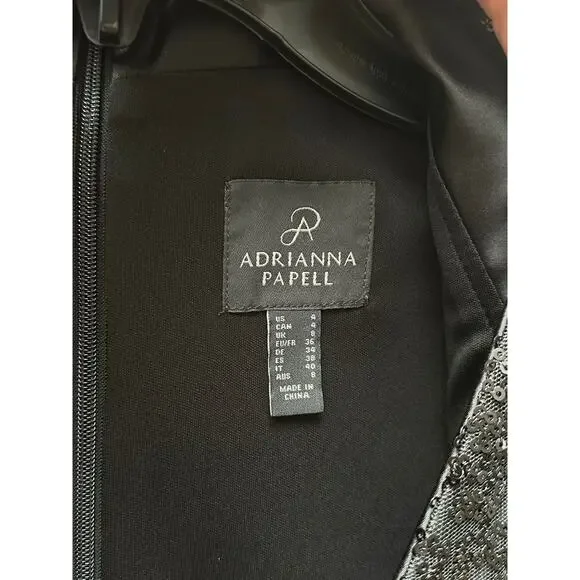 NEW NWT Adrianna Papell Womens Stretch Crepe Tuxedo Jumpsuit Sequin Lapel size 4 - Picture 7 of 8